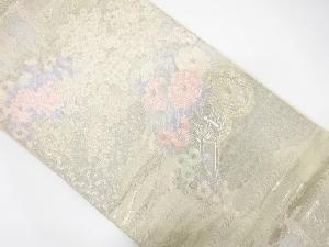 プラチナ箔花車模様織出し袋帯